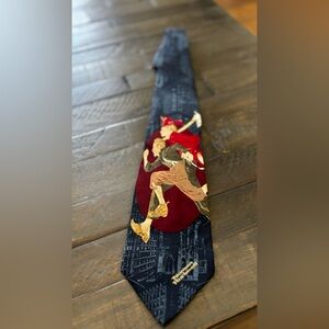 Norman Rockwell Vintage “Race to the Fire” Silk Grandpa Core Navy and Red Tie